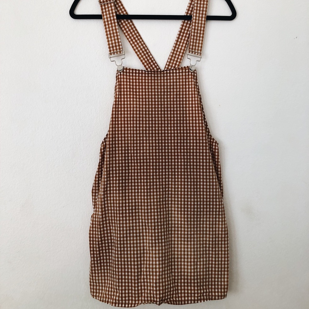Checkered overall dress